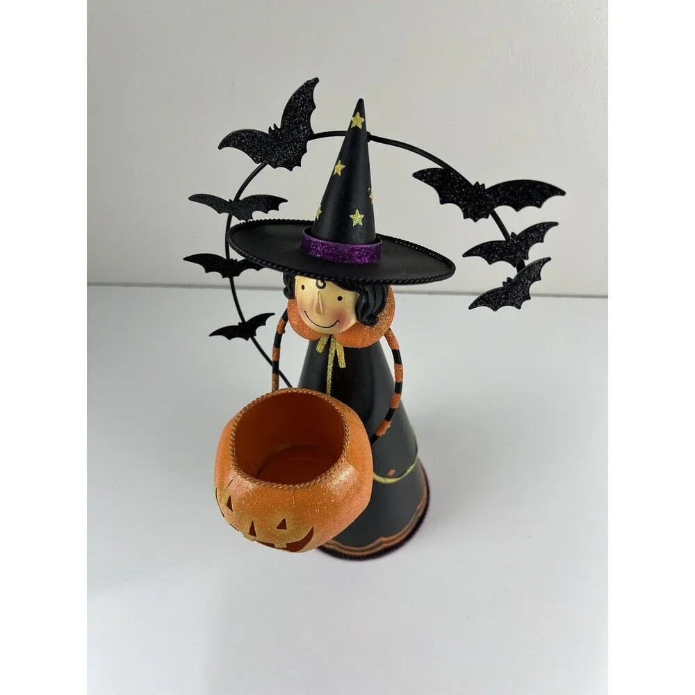 PartyLite Abracadabra Witch Halloween Candle Tealight Holder Bats Retired